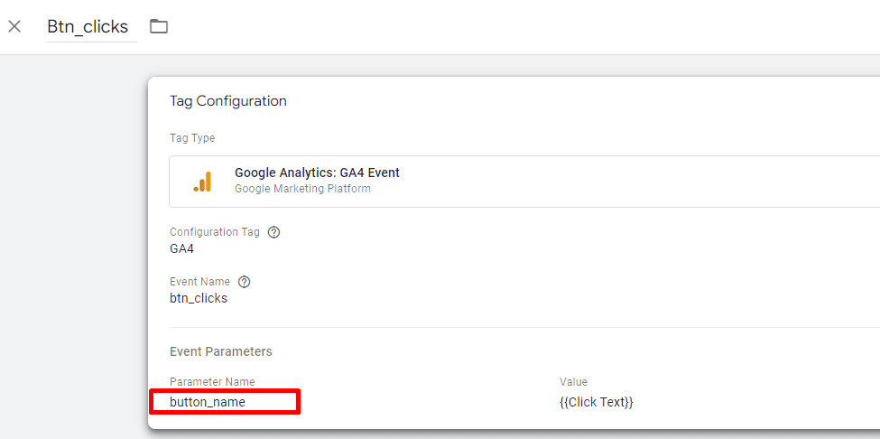 Event parameter name within Google Tag Manager