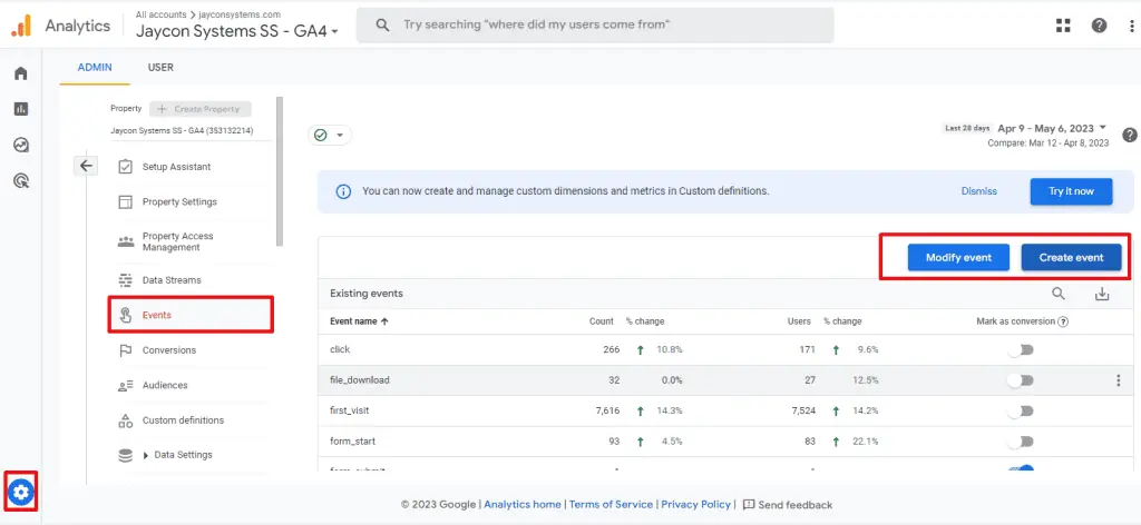 Modifying and Creating Events in GA4