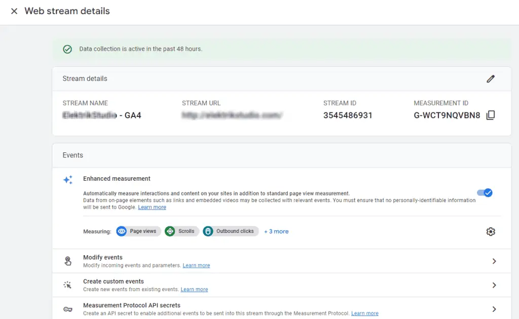 Outbound clicks within Enhanced measurement