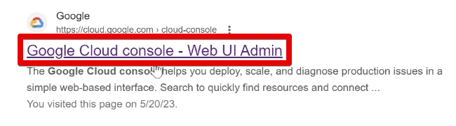 Accessing the Google Cloud console