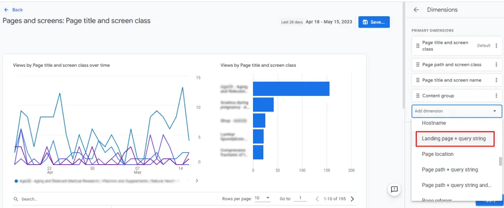 Adding landing page + query string as a dimension