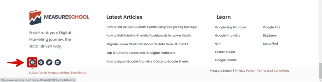 Button for navigating to the MeasureSchool YouTube channel