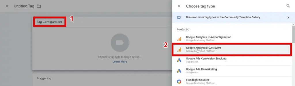Creating a GA4 event tag