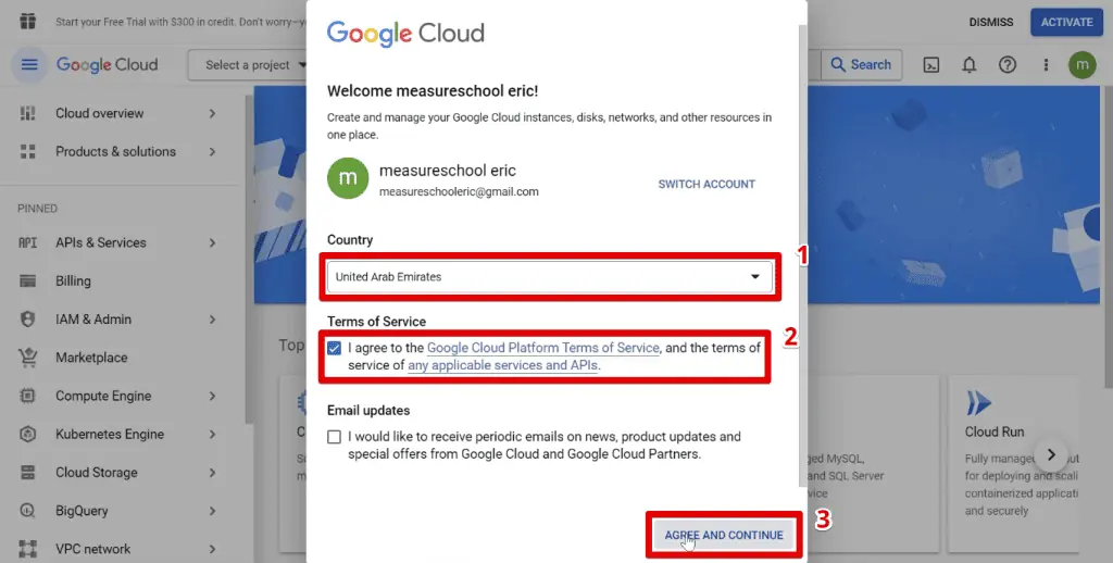 Creating a Google Cloud account