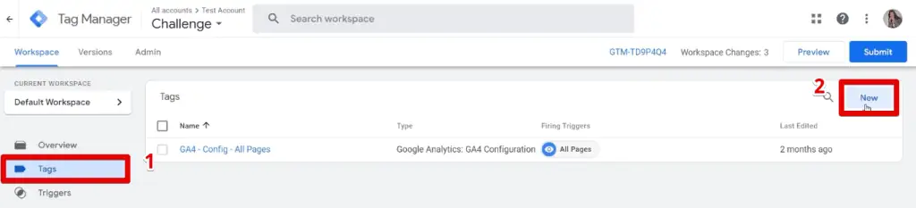 Creating a new tag in Google Tag Manager