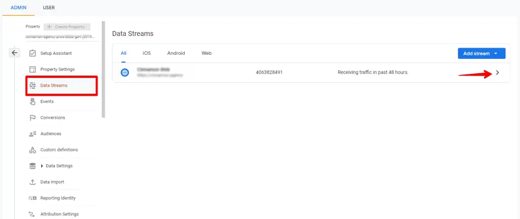 Data Stream Configuration in GA4