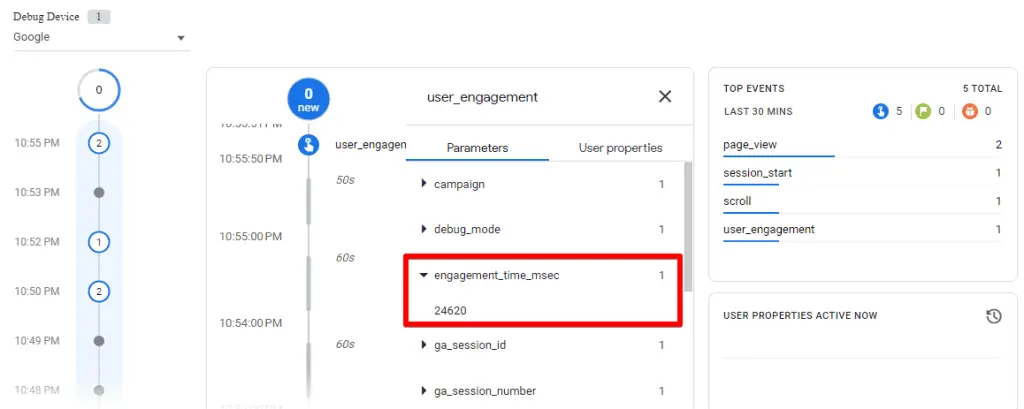 Engagement_time_msec parameter in Debug View mode