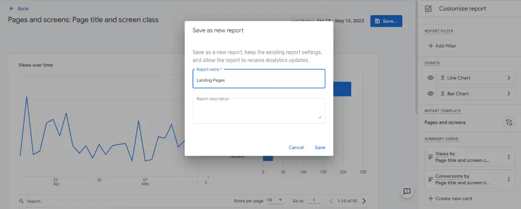 Giving a name to the report