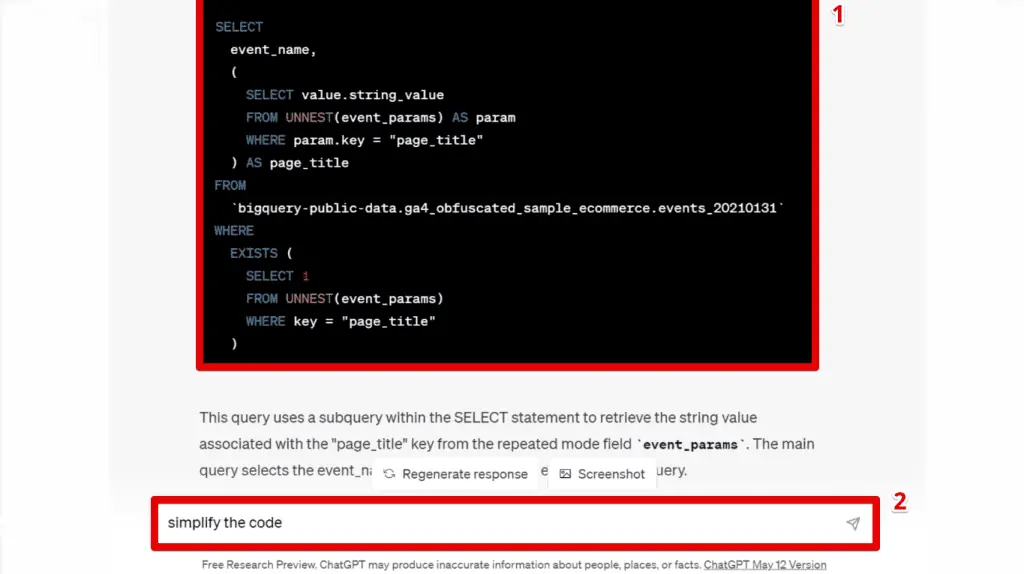 Lengthy code and asking ChatGPT to simplify the code