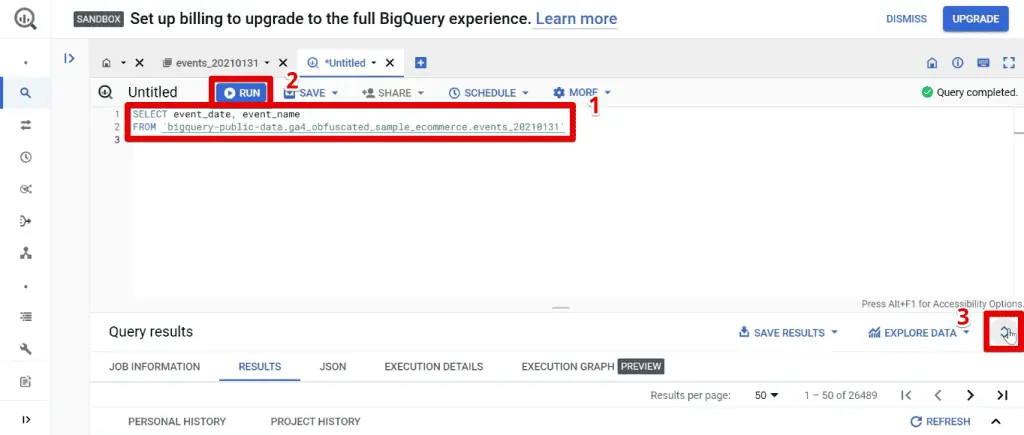 Running the updated SQL code and expanding the query results