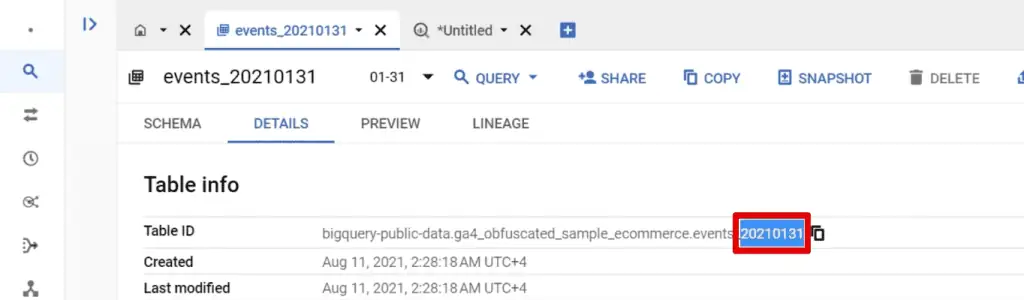 The date at the end of the table ID