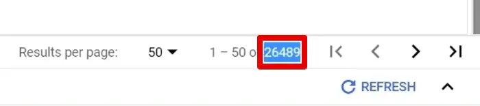 Total rows of the query result