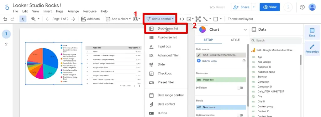 Adding a control to the report