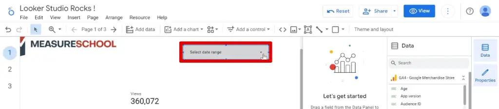 Adding a date range control to the report