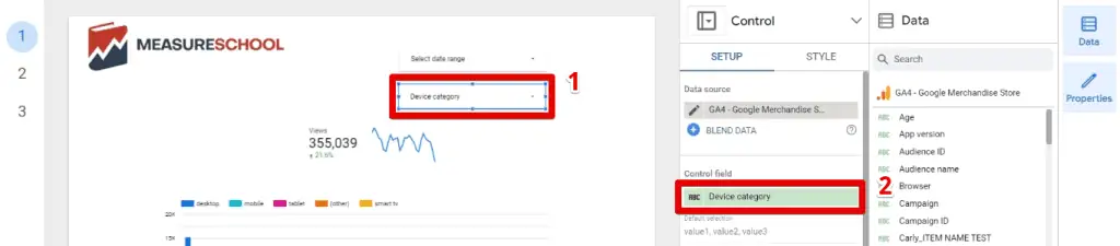 Adding a device category filter control