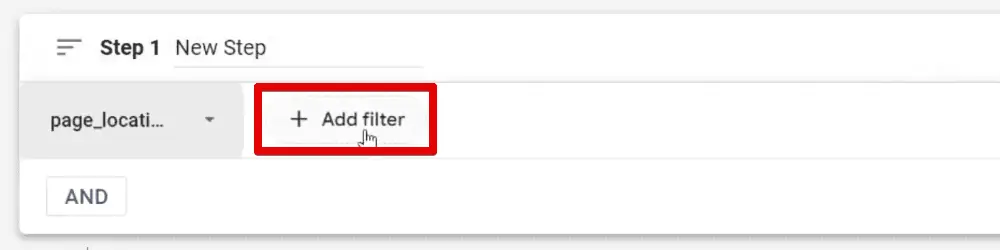 Adding a filter to the funnel step