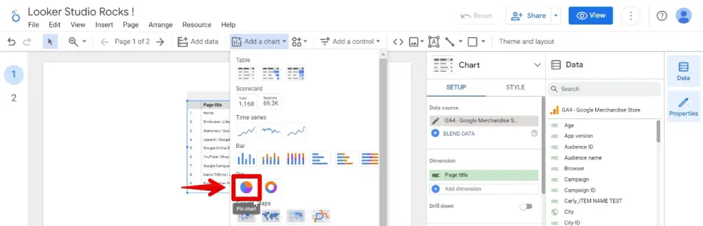 Adding a pie chart to the report