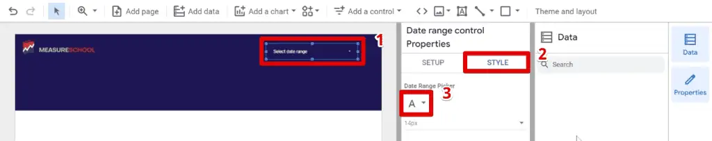 Adding and styling a date range control