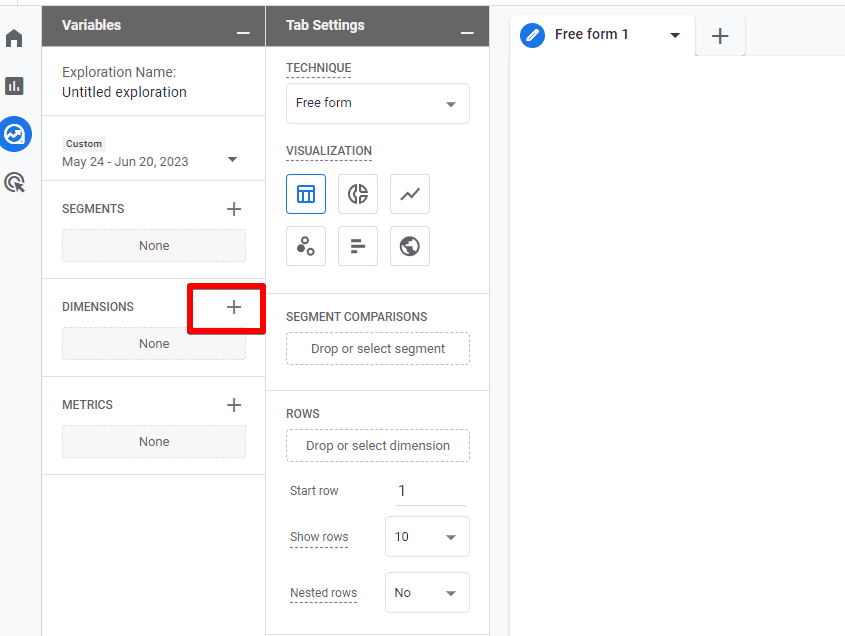 Adding dimensions to the Exploration report