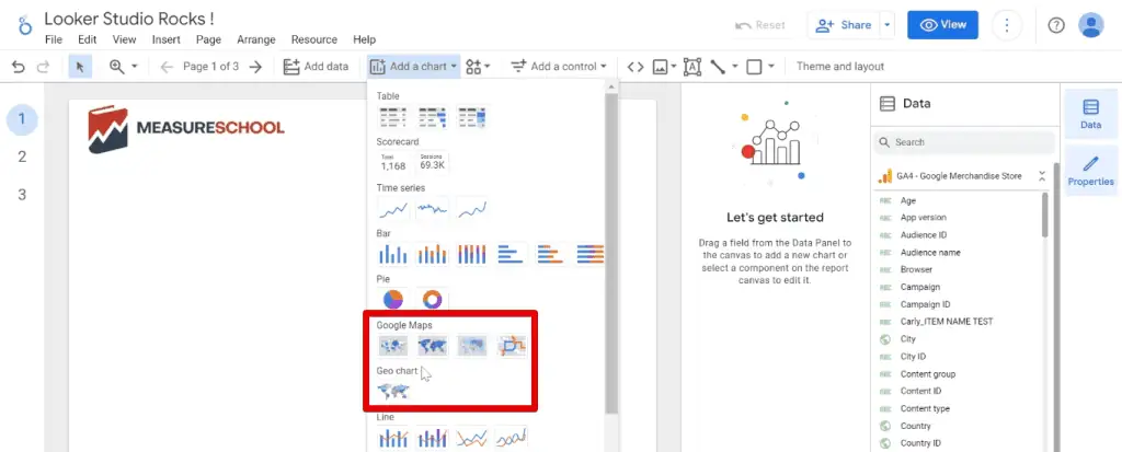 Adding geo charts in Looker Studio