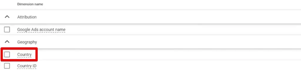 Adding the country dimension to the report