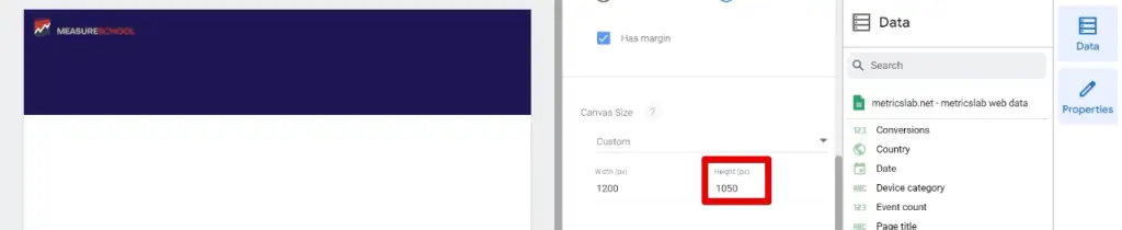 Adjusting the canvas height