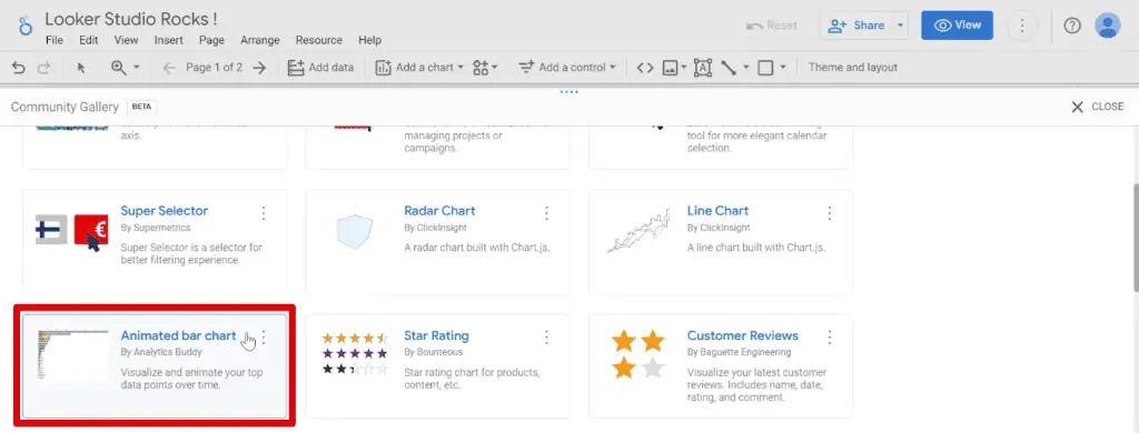 Animated bar chart community visualization