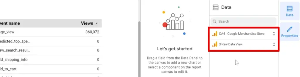 Available data sources in the report