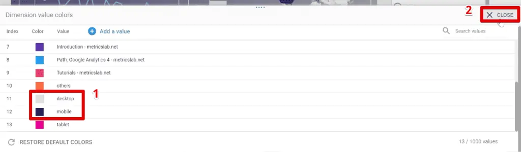 Changing the device category colors