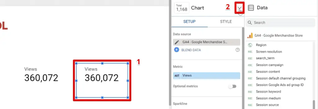 Changing the scorecard chart type