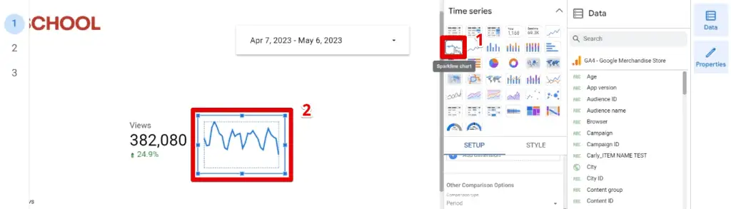 Changing the scorecard to a sparkline chart