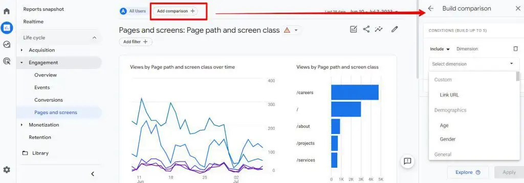 Comparison instead of Segmentations in GA4