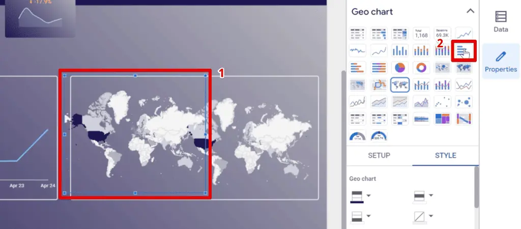 Creating a bar chart from the duplicated geo chart