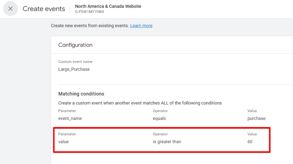 Creating custom events based on existing parameters