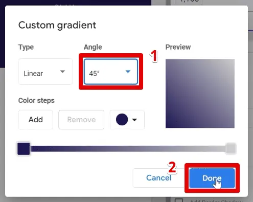 Custom gradient configuration