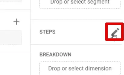 Defining the steps of the funnel exploration report