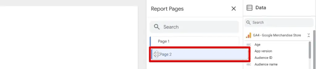 Dragging a page to change the page order