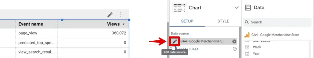 Editing the data source