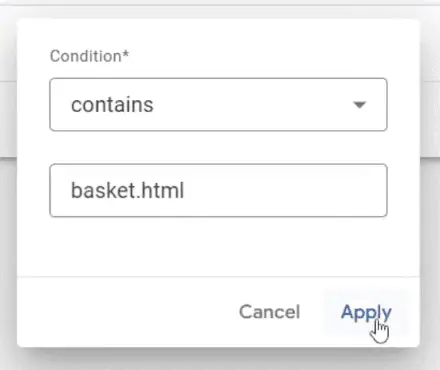 Filter condition for the first funnel step