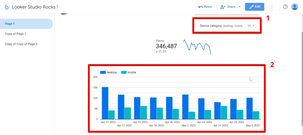 Filtering data for desktop and mobile data