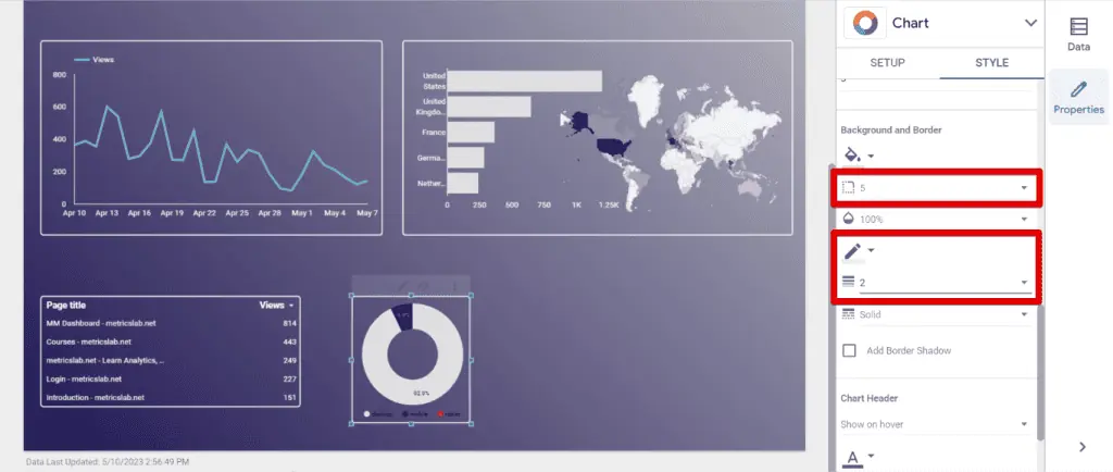 Formatting the donut chart border