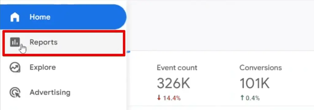 Going to the standard reports in GA4