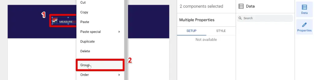 Grouping the two logos together