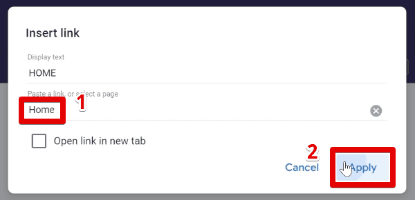 Inserting a link to the homepage