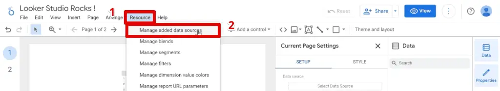 Managing the added data sources