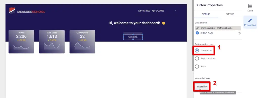 Navigation button types