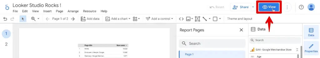 Opening the view mode