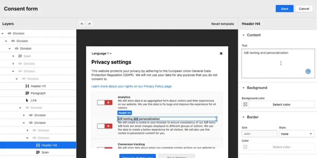 Piwik Pro consent manager