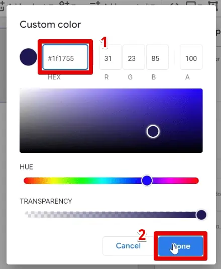 Selecting a custom color
