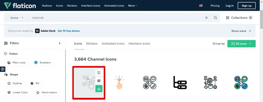Selecting an icon from FlatIcon